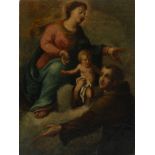 Virgin and Child appearing to Saint Anthony, canvas glued to a panel from the 18th century