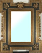 Large 19th century French mirror in gilded and ebonized wood