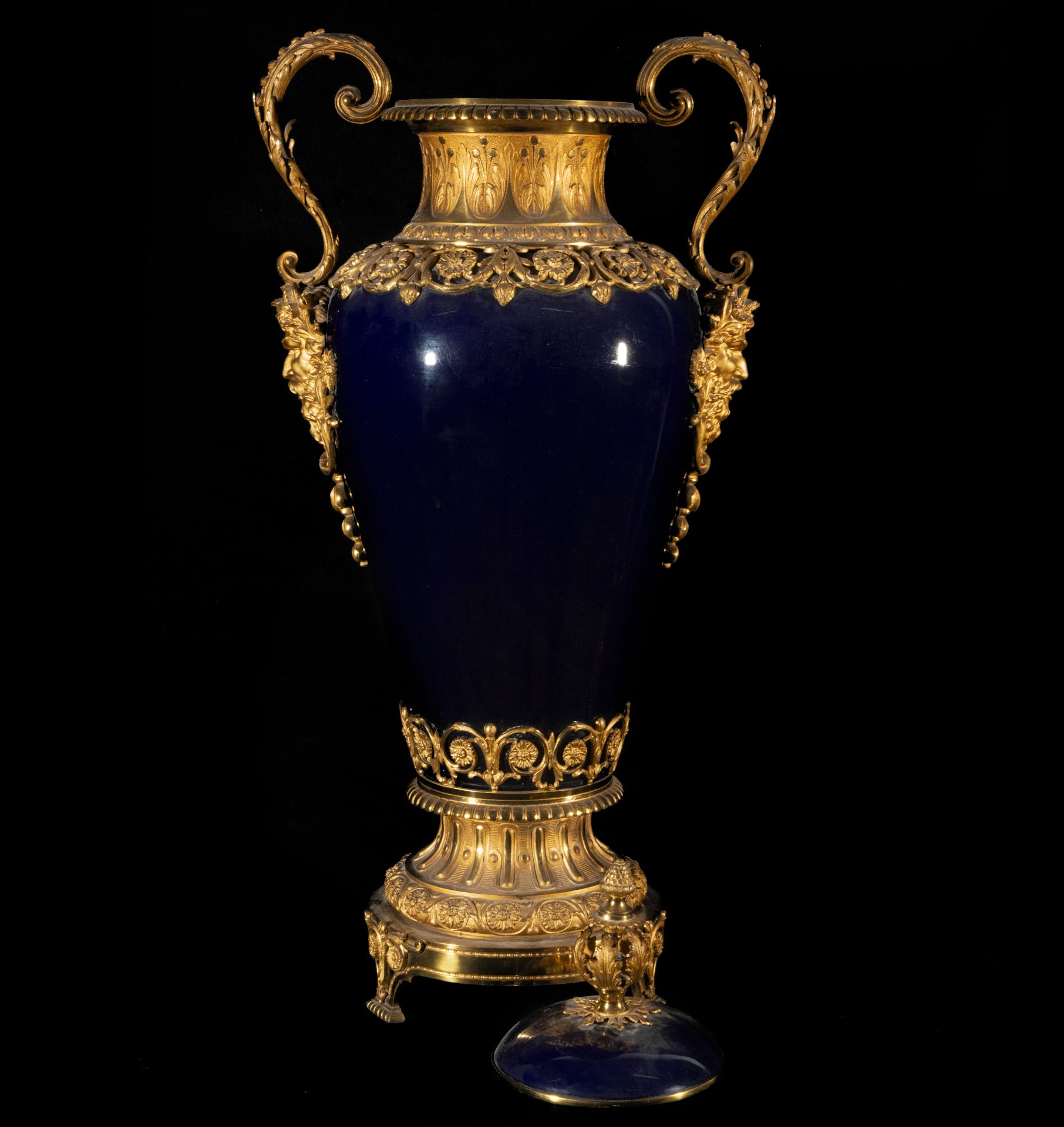 Pair of Large Sevres Vases in "Bleu Celeste" porcelain from the 19th century - Image 3 of 9