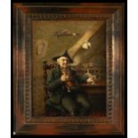 The Smoker, 19th century Central European school, signed, Austria or Germany