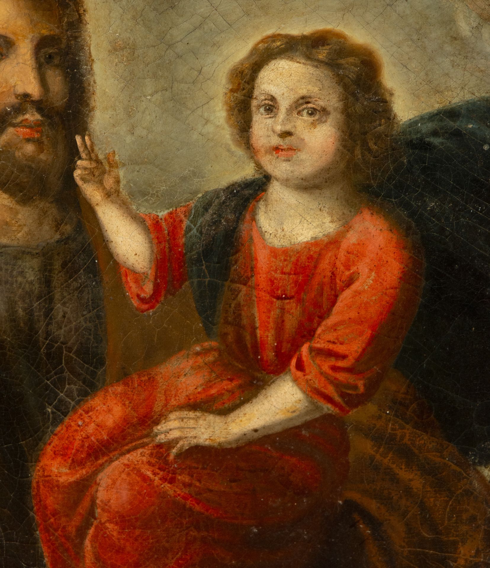 Saint Joseph with Child Jesus. Spanish or colonial school from the 17th century - Image 3 of 5