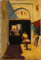 Sketch of a Souk from Tetouan, Orientalist school, signed M. Bertuchi, Mariano (1885-1955)