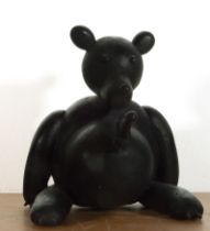 Bear in Patinated Iron, "Animated Series VII - Me Matas", Bellver Chango, with attached poster