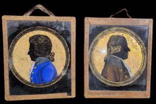 Jakob Haibel (1762-1826), Pair of "englomissé" Glass Plates representing Mozart and Haydn, 18th cent