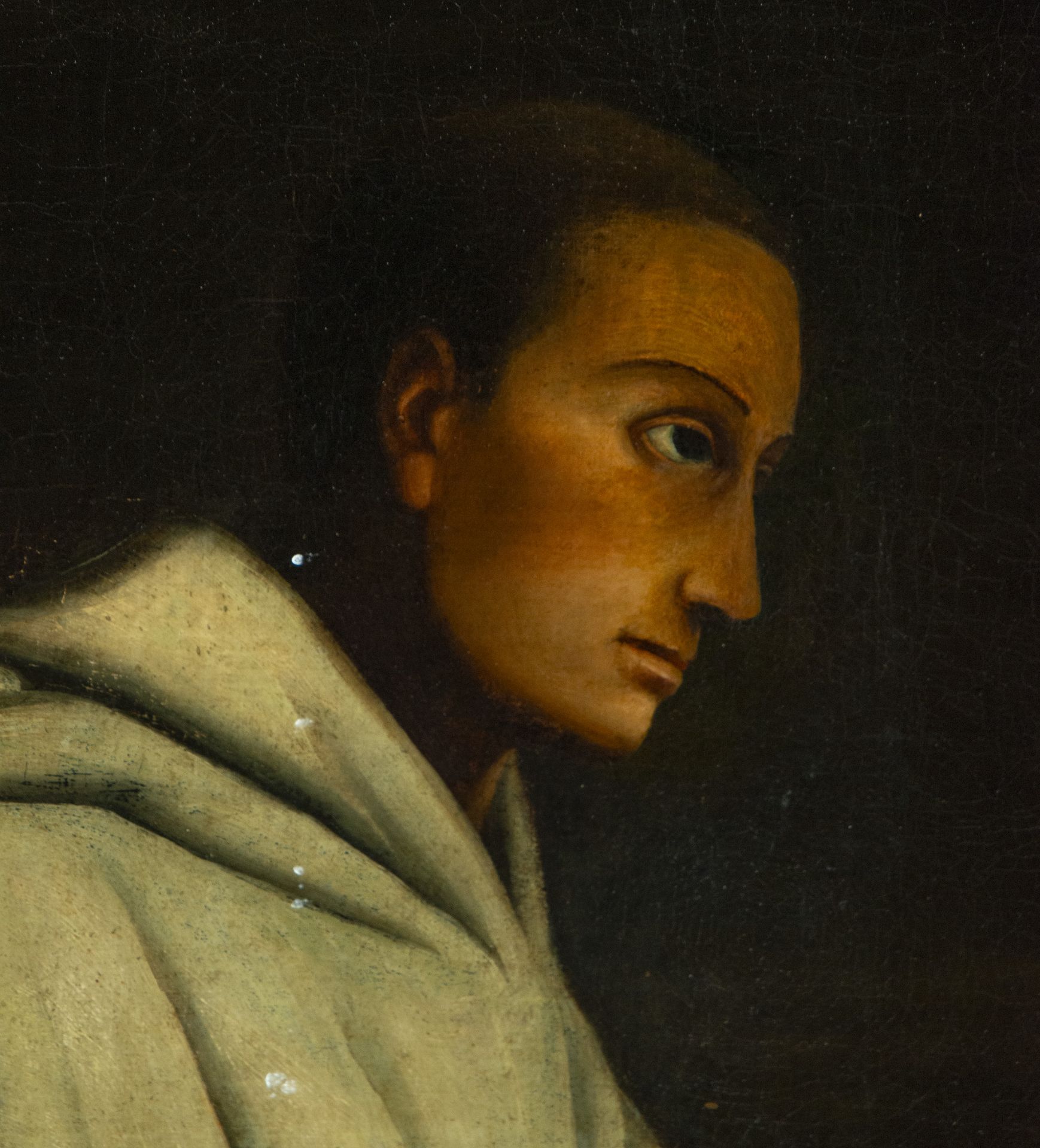Large Saint Bruno painted in oil on canvas Italian or Belgian school of the 19th century - Image 3 of 5