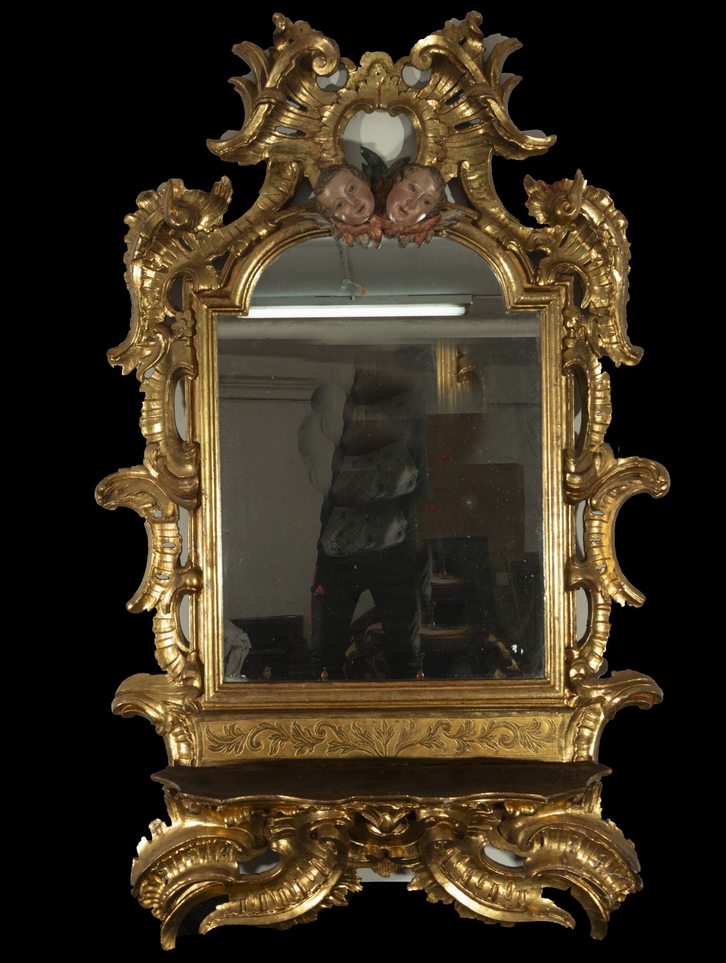 Antique Spanish frame from the 17th century transformed into a carved wood mirror