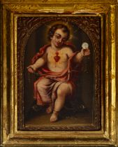 Beautiful Sacred Heart of Jesus with a 17th century colonial frame