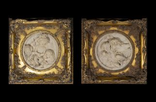 Edward William Wyon (1811-1885) Magnificent pair of hand carved Cherub relief ovals together with im