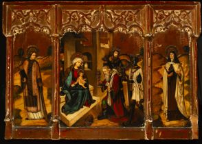 Adoration of the Three Wise Men, Great Neo-Gothic Triptych according to Flanders Gothic models, 19th