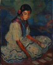Portrait of a Young Gypsy Woman, Alfonso Grosso, oil on cardboard