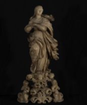 Exceptional Mary Immaculate in Trapani alabaster from the 17th century