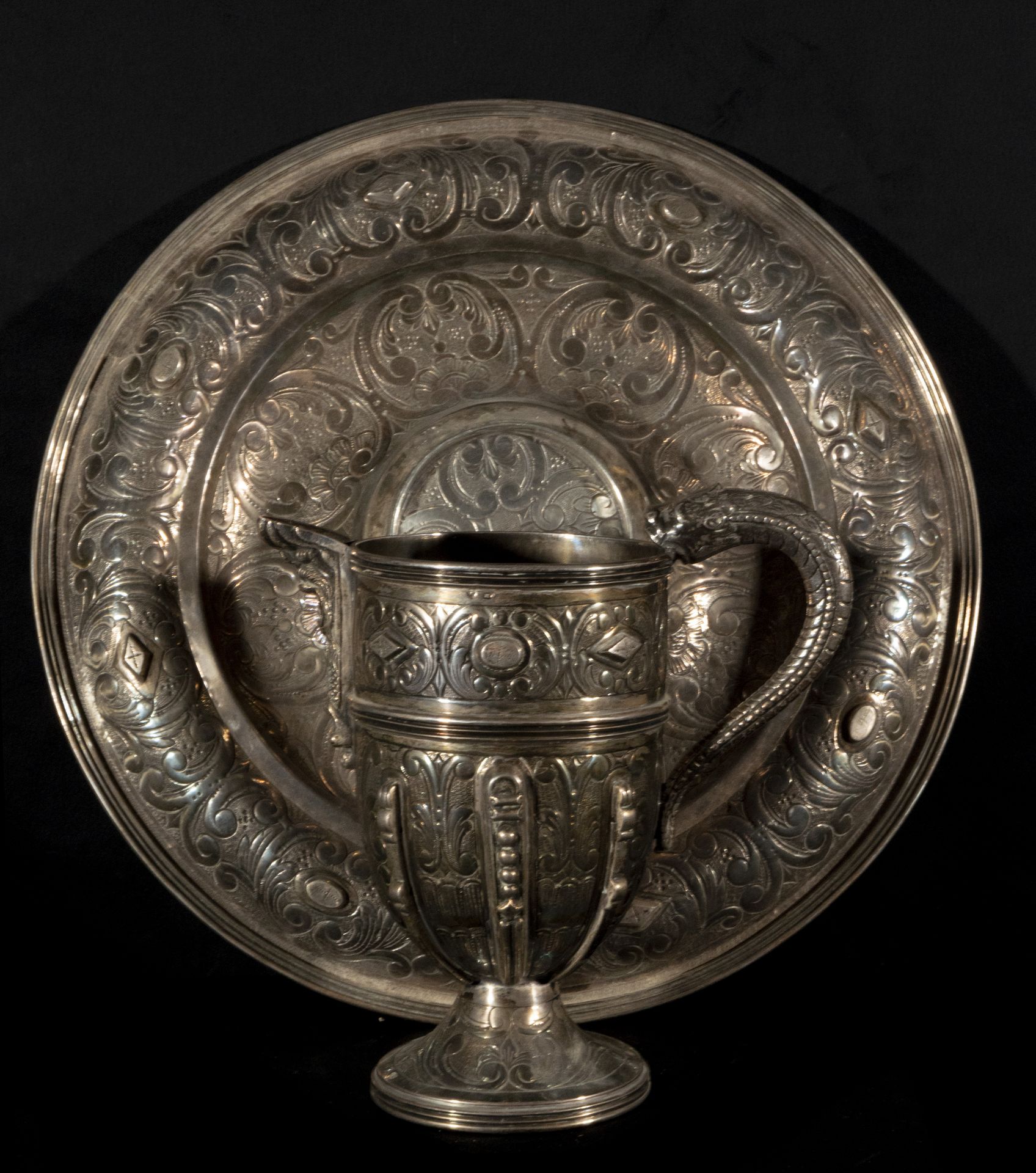 Important Sterling silver jug ​​with underplate from the 19th - 20th century - Image 2 of 3