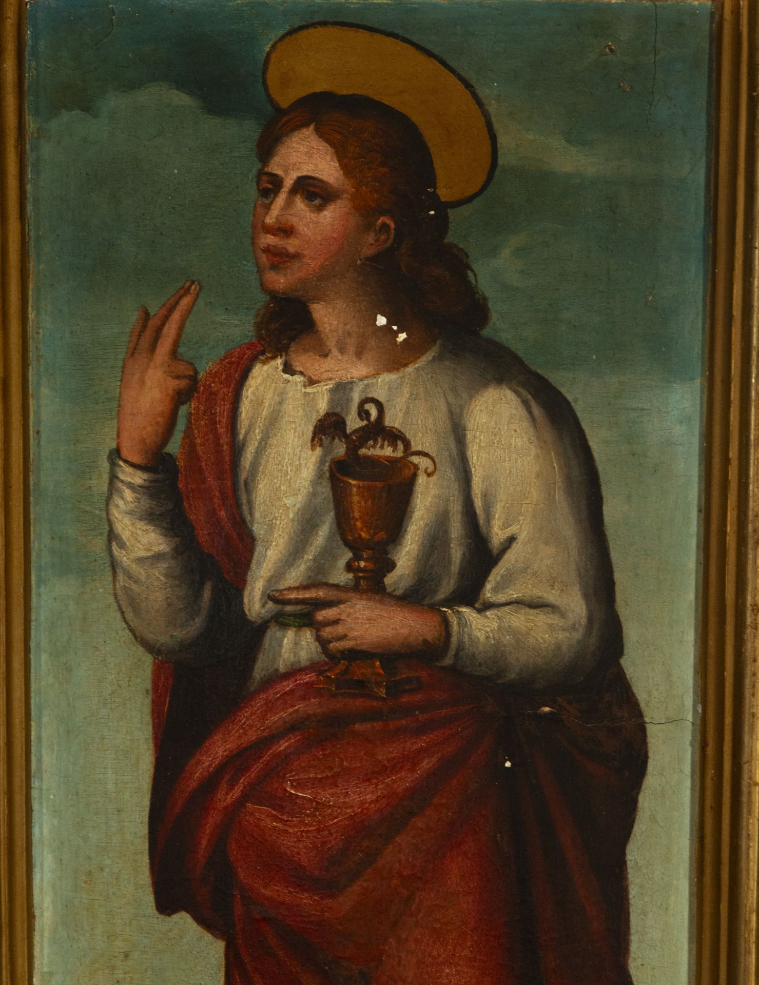 Saint John on Renaissance panel from the 16th century - Bild 2 aus 4