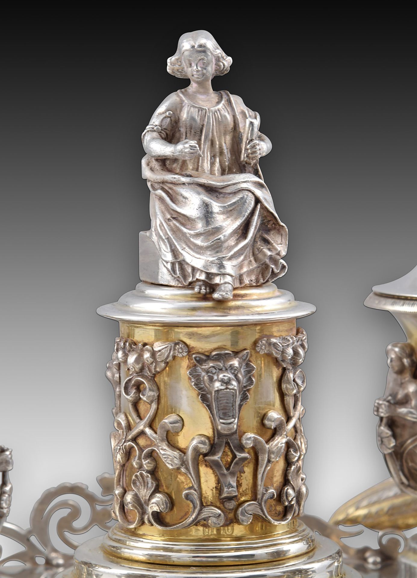 Exceptional Notary Office with four inkwells. Silver. Spain, late 19th century. With contrast markin - Bild 15 aus 15