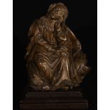 Penitent Magdalene in wood in its color, German work from Cologne, 17th century