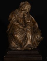Penitent Magdalene in wood in its color, German work from Cologne, 17th century