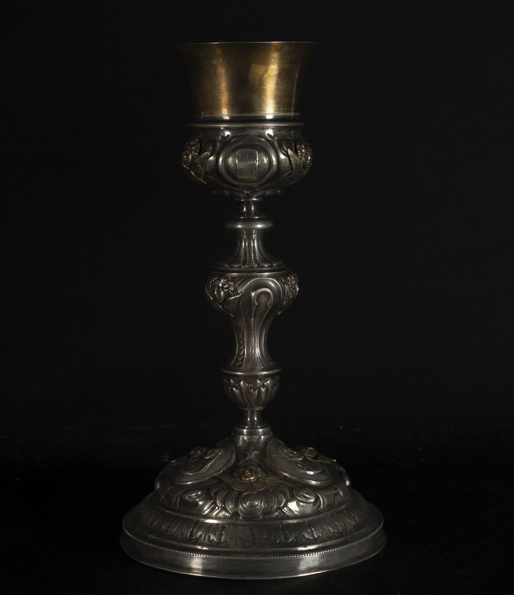 Goblet in 925 Sterling silver and Vermeil, hallmarks from Barcelona and Platero Casas marks, 19th ce