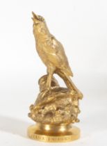 Canary in Gilt Bronze Philippe Lecoultrier, French Grand Tour Souvenir, 19th century