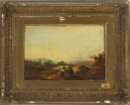 Country scene on metal plate, 19th century English school