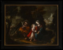 Rest during the flight to Egypt, 17th century Italian school