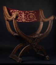 Exceptional and fine Hispano Moresque Gothic "Jamuga" or Hip-Joint Mudejar chair mid - 15th Century