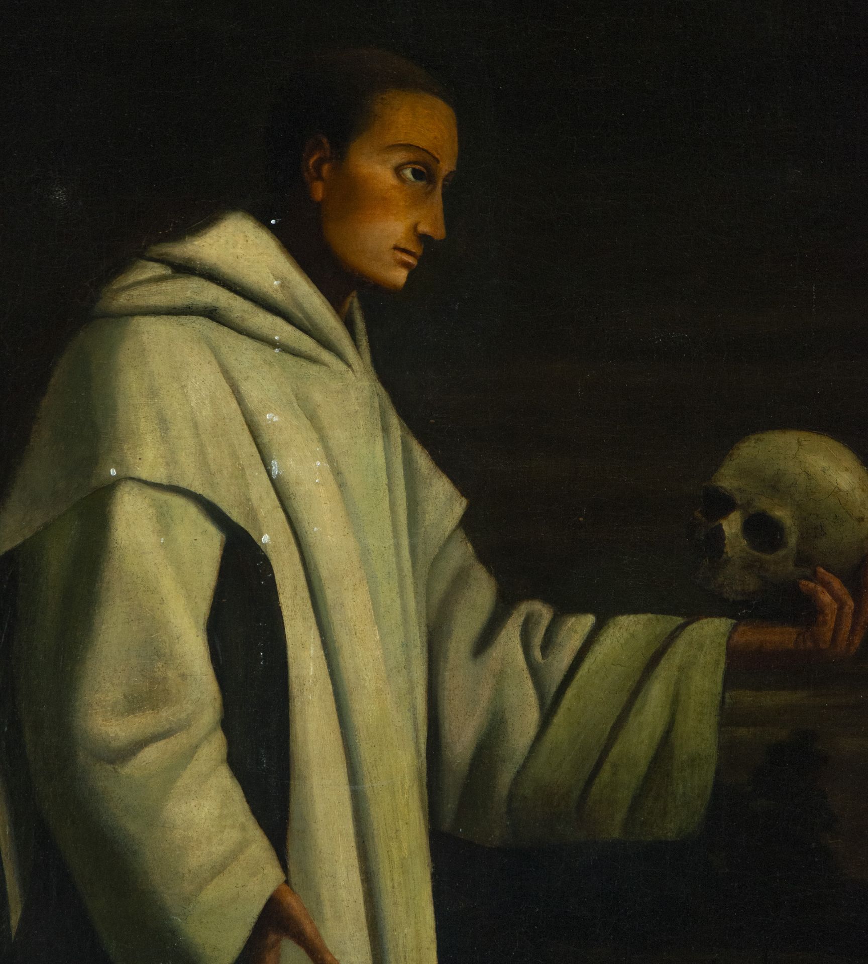 Large Saint Bruno painted in oil on canvas Italian or Belgian school of the 19th century - Image 2 of 5
