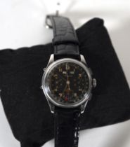 Rare Breguet Chronograph 1950s, complete calendar with moon dial