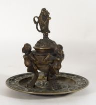 19th century Padua style Grand Tour inkwell, 19th century, in bronze