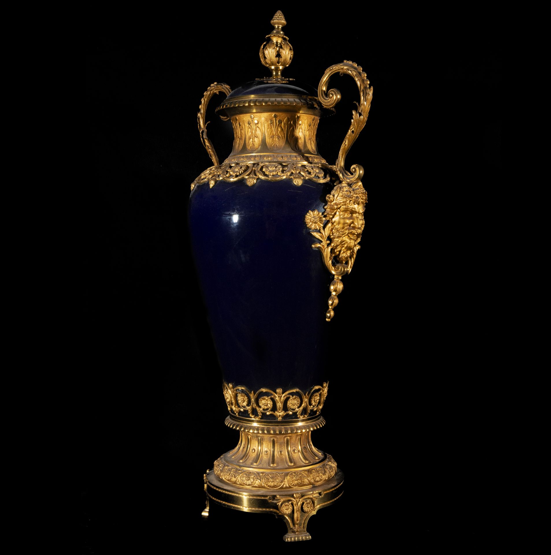 Pair of Large Sevres Vases in "Bleu Celeste" porcelain from the 19th century - Image 4 of 9