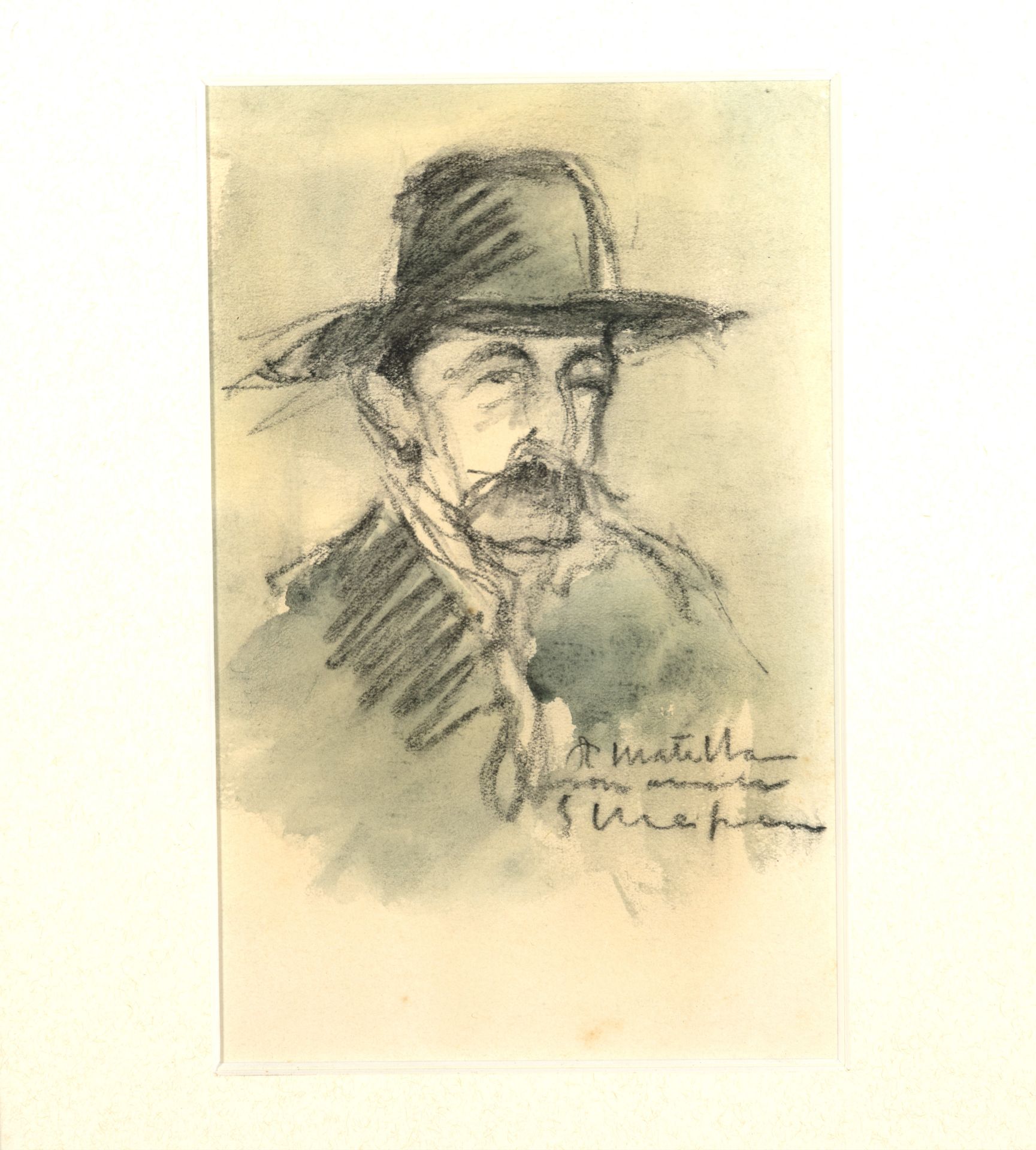 Portrait of Antoni Matella charcoal on paper, Eliseo Meifren (Barcelona, ​​1859 - Barcelona, ​​1940) - Image 2 of 3