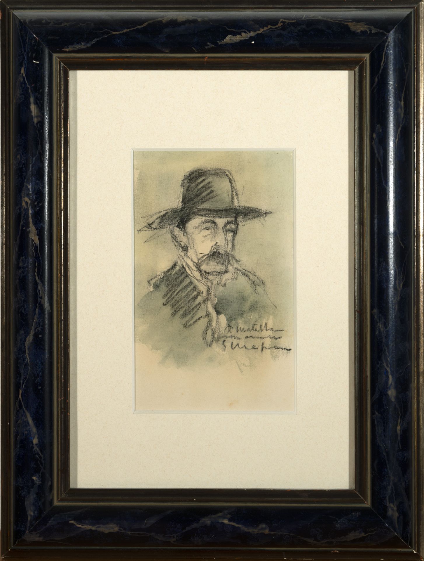 Portrait of Antoni Matella charcoal on paper, Eliseo Meifren (Barcelona, ​​1859 - Barcelona, ​​1940)