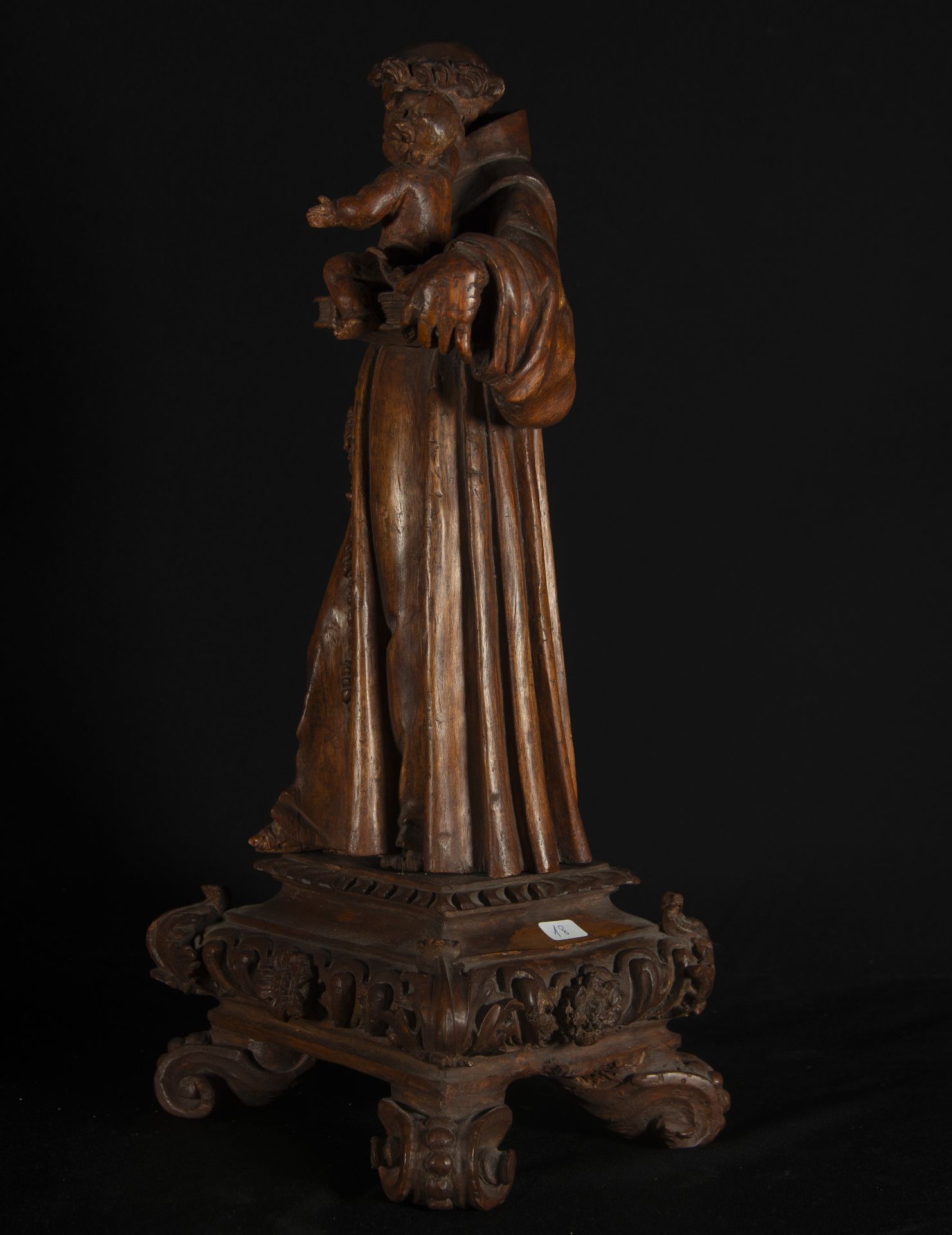 Important Portuguese colonial Saint Anthony, Brazil, in wood in its natural color and original 18th  - Bild 4 aus 6