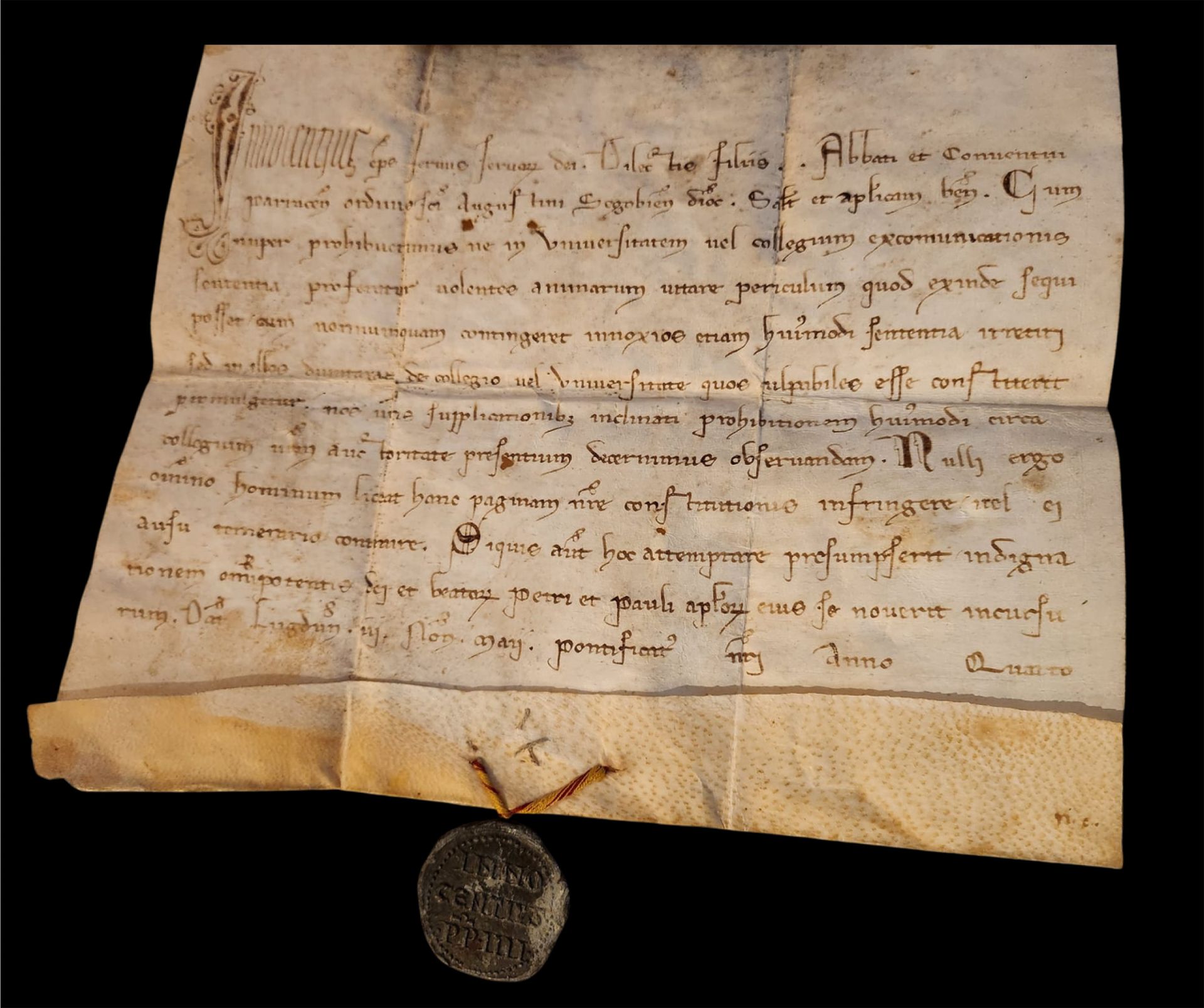 Rare letter of Pope Innocent IV, on parchment, year 1247