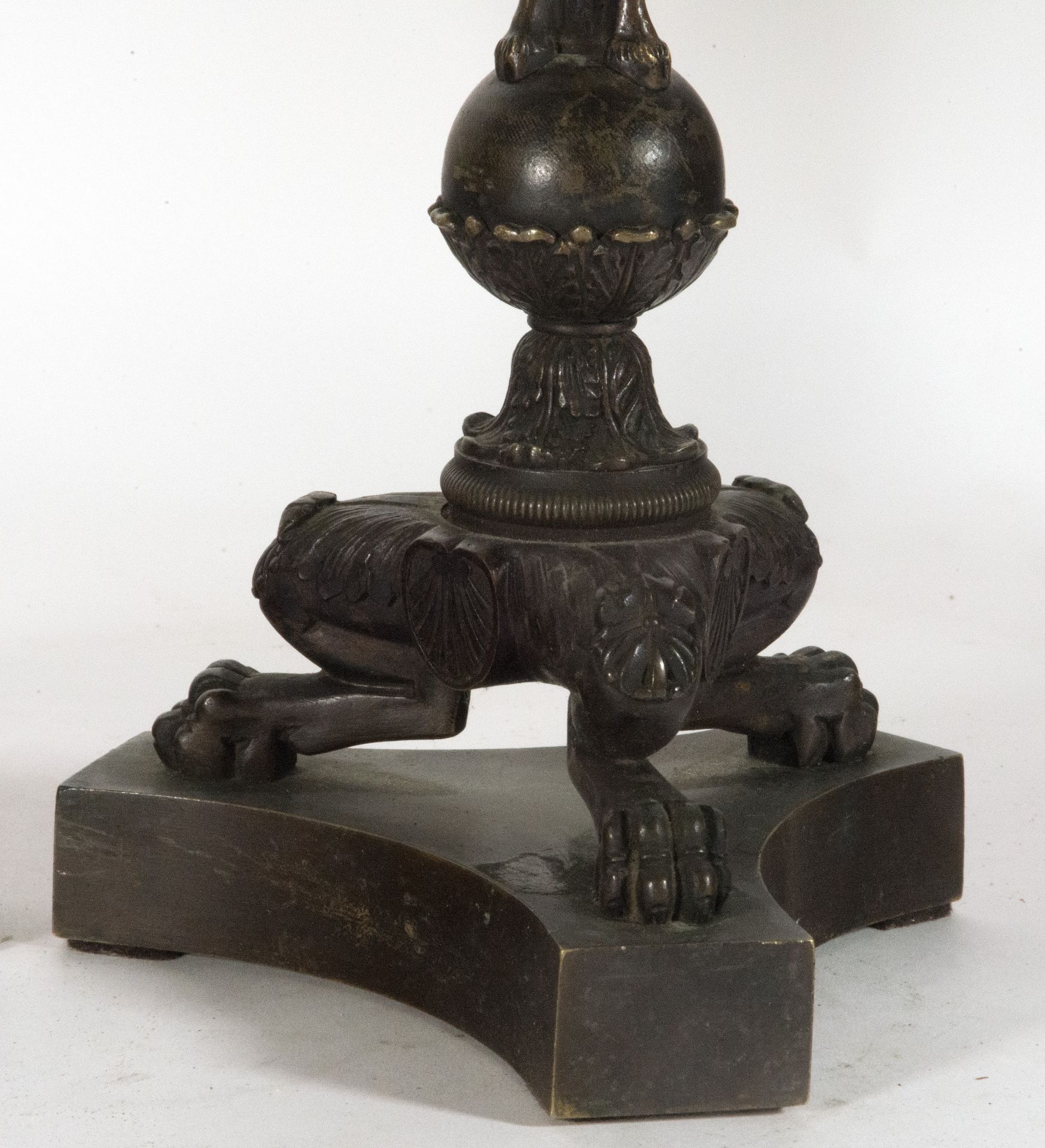 Pair of Renaissance Style Candelabras from Padua in patinated bronze, 19th century - Image 2 of 3
