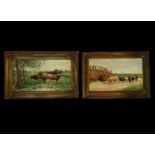 Pair of paintings with bullfighting scenes from the Aragonese school of the 19th - 20th century, Mar