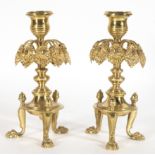 Pair of Victorian English rotating gilt bronze candelabras, 19th century