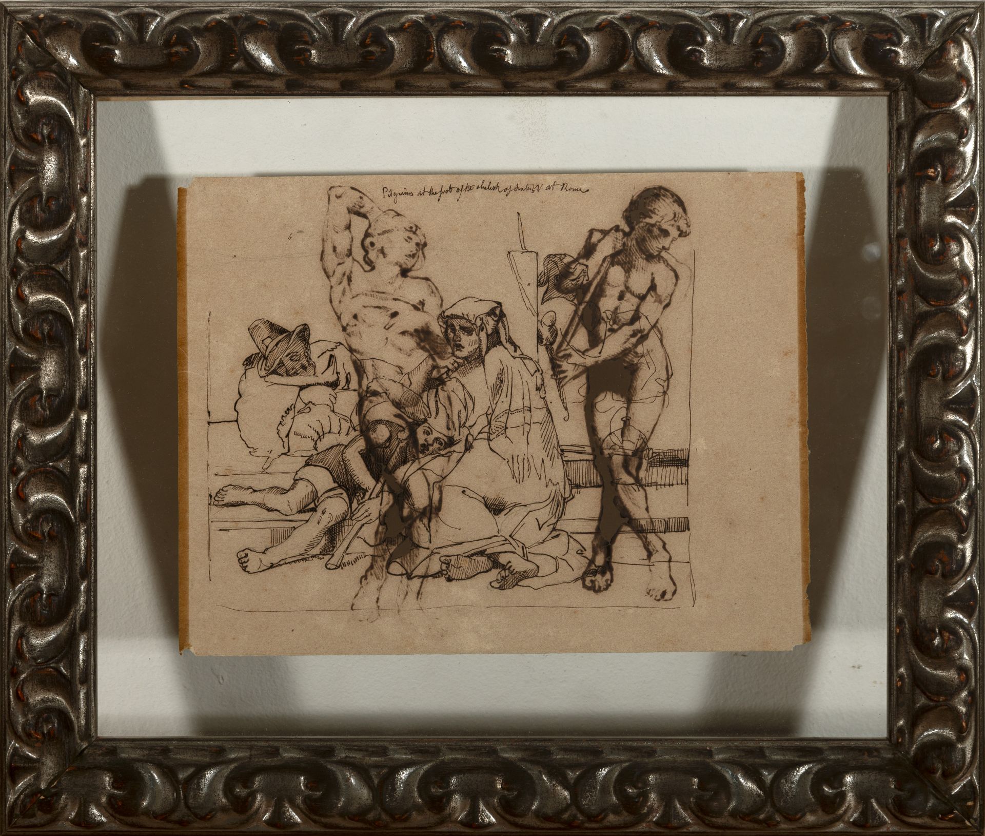 Decorative Pair of Italian Studies in ink on paper following models by Da Vinci from the 17th centur