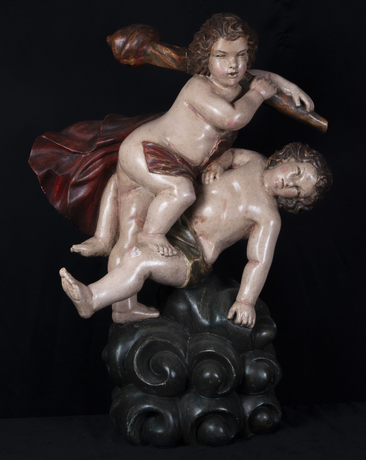 Pair of large colonial sculptural groups representing Cain Killing Abel and Blind Love, late 17th ce - Bild 6 aus 6