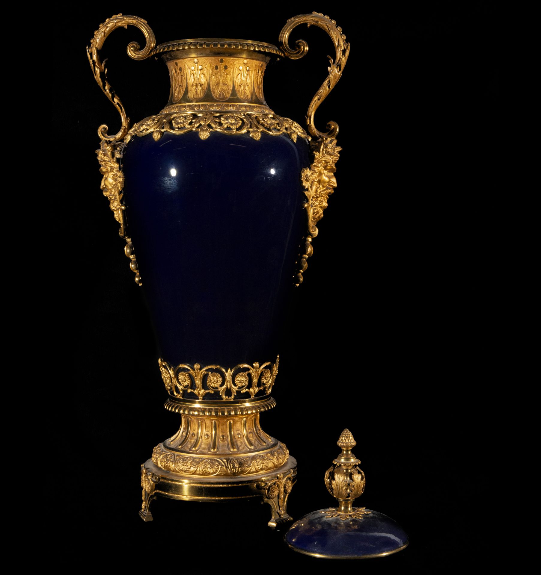 Pair of Large Sevres Vases in "Bleu Celeste" porcelain from the 19th century - Image 7 of 9