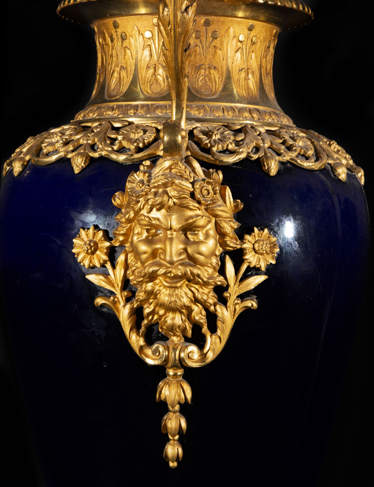 Pair of Large Sevres Vases in "Bleu Celeste" porcelain from the 19th century - Image 6 of 9
