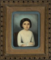 Latin American school of the 19th century, portrait of a girl