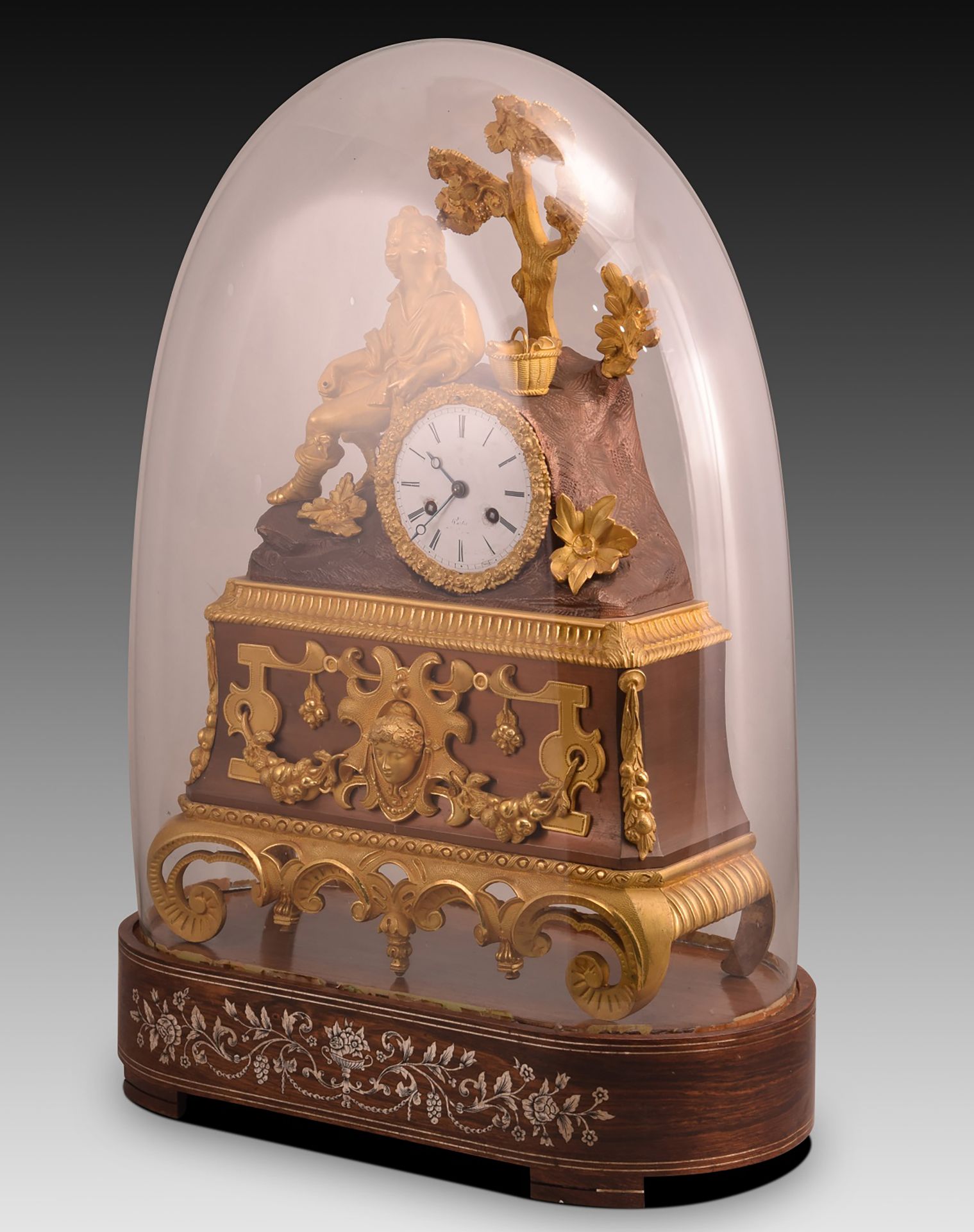 Table clock with lantern. Bronze, wood, glass. XIX century
 - Image 8 of 8