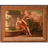 Narcissus in the fountain. Oil on panel. 19th century Italian Neoclassical school