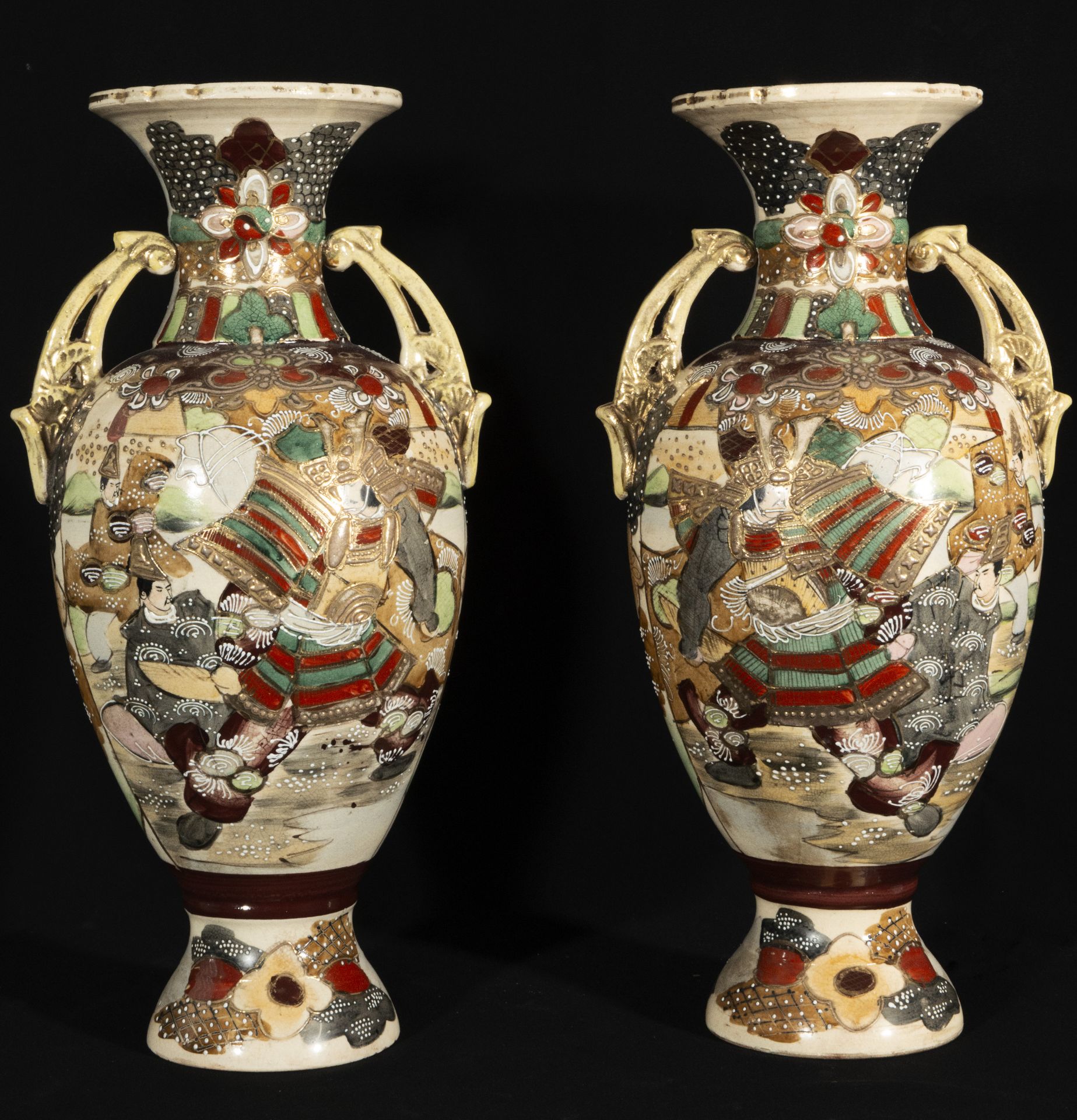 Pair of Large 19th Century Japanese Satsuma Vases