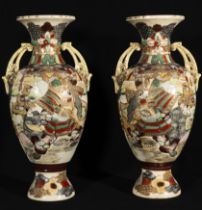 Pair of Large 19th Century Japanese Satsuma Vases