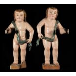 Pair of Portuguese Torcheres lamps with Angels Lamplighter Children from the 18th century