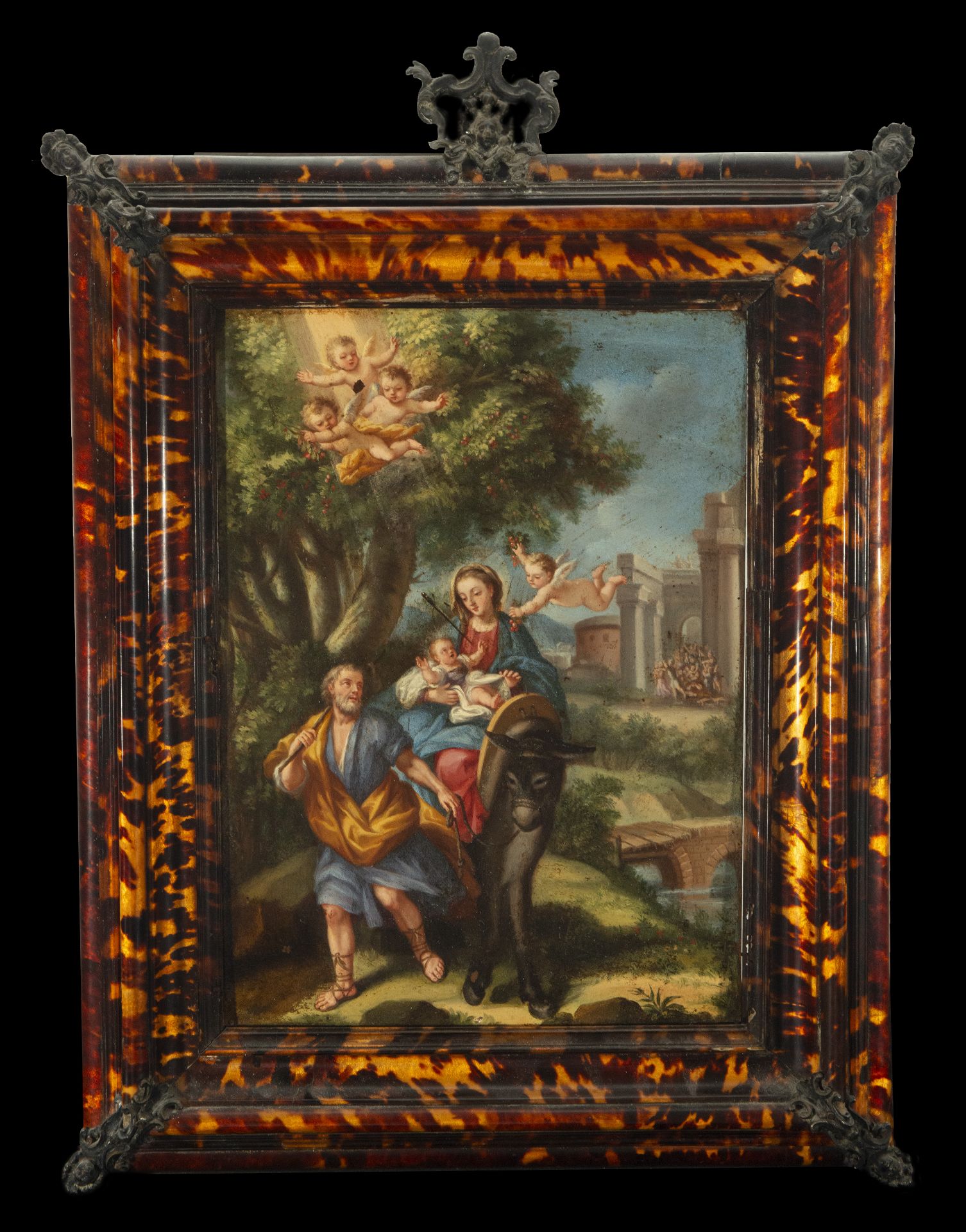 Exceptional lot of seven Italian Neapolitan oils on copper from the 17th century with antique tortoi - Bild 2 aus 32