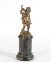 Bacchus Triumphant in bronze Grand Tour with green marble base, Italy 19th century