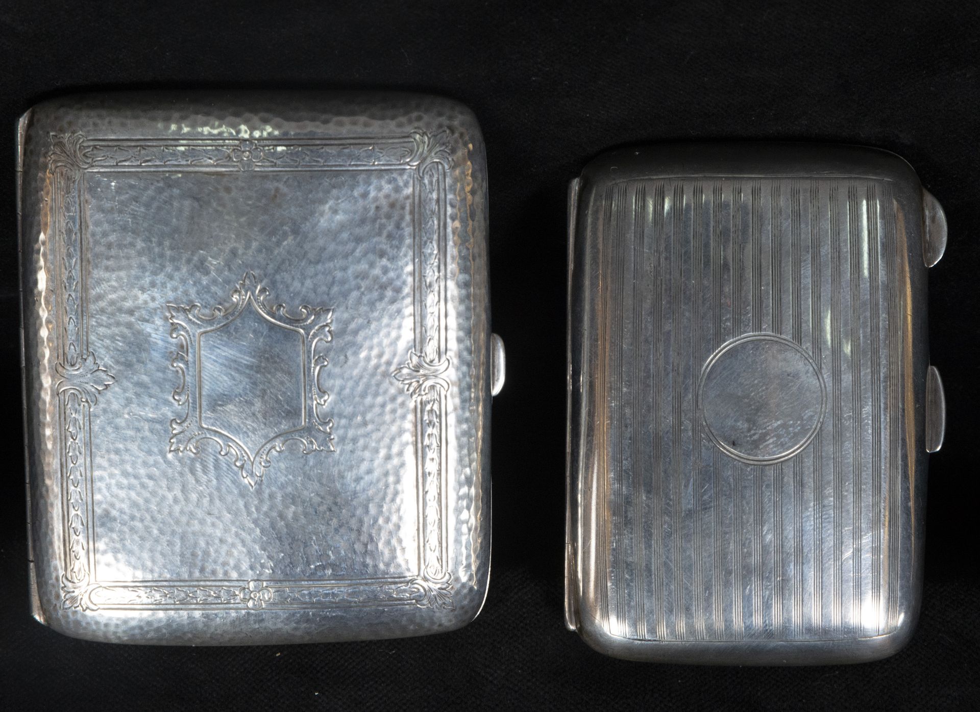 Pair of silver cigarette cases, 19th and 20th centuries