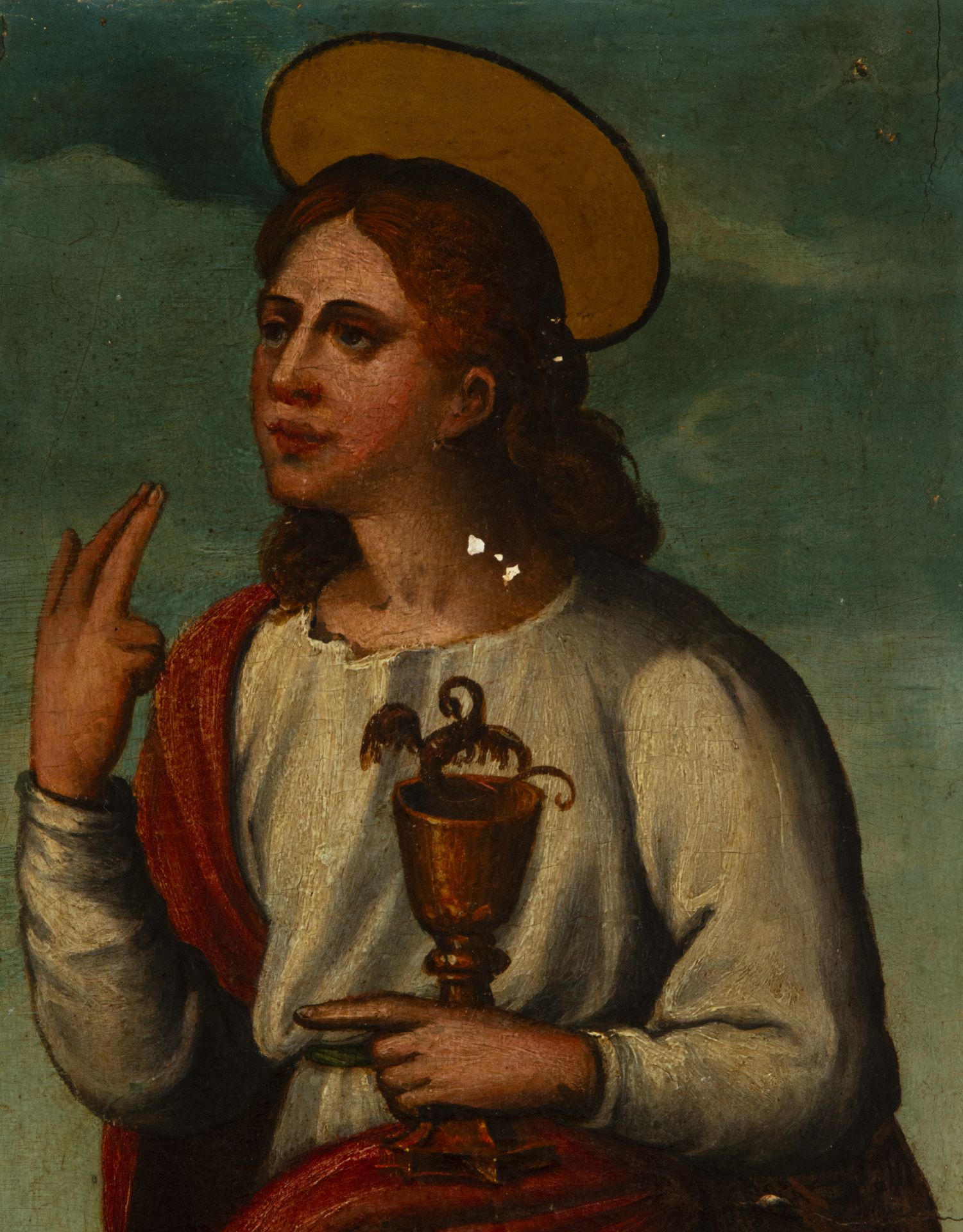 Saint John on Renaissance panel from the 16th century - Bild 3 aus 4